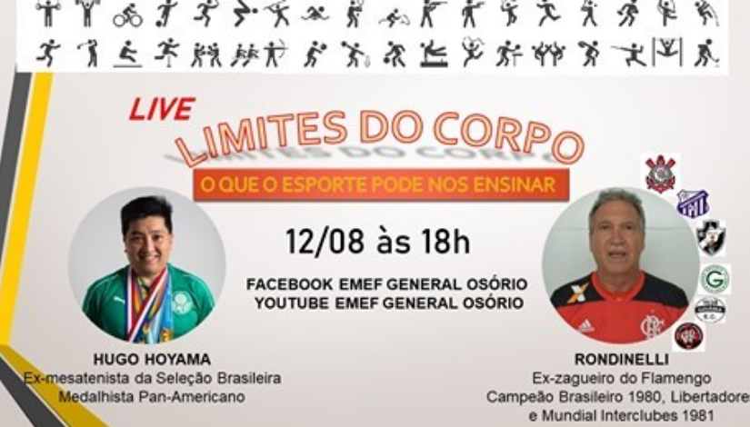 Live limites do corpo - O que o esporte pode nos ensinar - 12/08 às 18h - Facebook e You Tube EMEF General Osório
