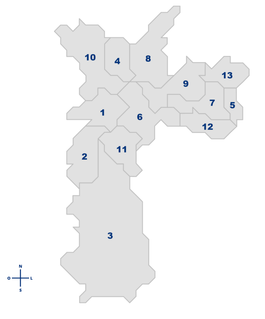 Mapa Da Cidade De São Paulo Dividido Por Diretorias Regionais De Educação