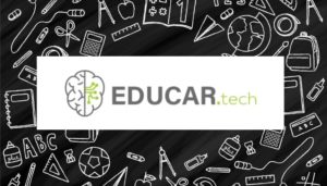 logomarca da Educar.tech - imagem de quadre negro com desenhos e a palavra EDUCAR.tech