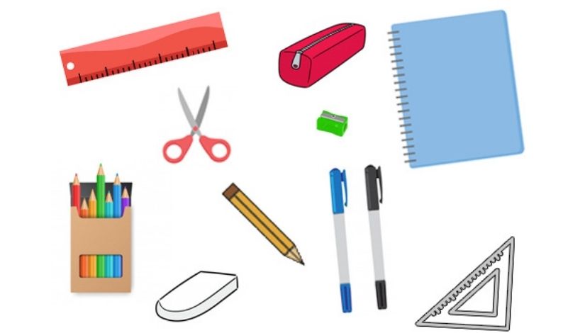 desenhos de produtos do kit de materiais escolares