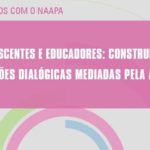 Imagem traz o texto: Diálogos com o NAAPA - Adolescentes e Educadores: construindo relações dialógicas mediadas pela arte