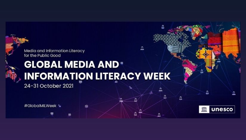 logotipo da Global Media and Informatio Literacy Week, da Unesco