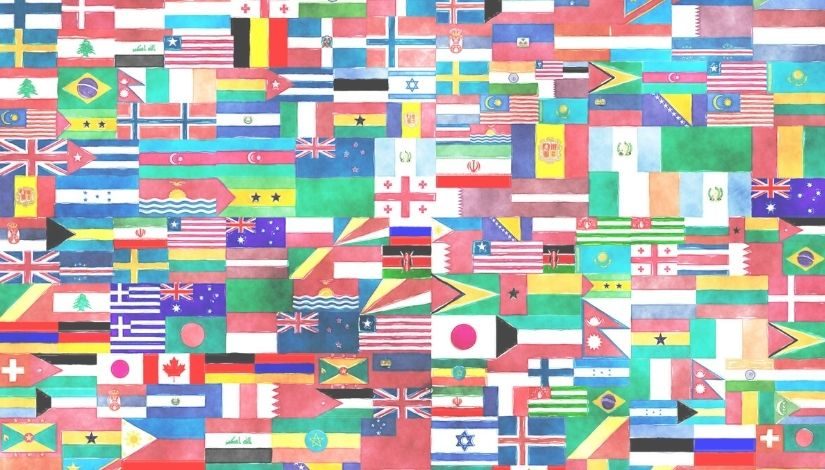 Bandeiras de diversos países dispostas lado a lado