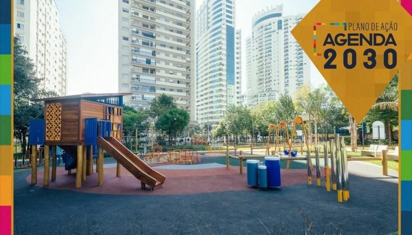 Fotografia do Parque Augusta com a marca Plano de ação 2030