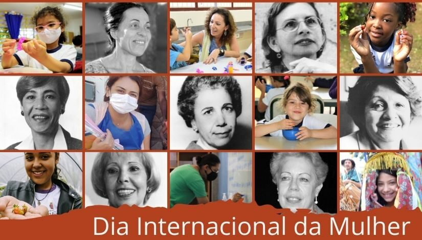 Dia internacional da Mulher - quadro com fotografia de diversas mulheres