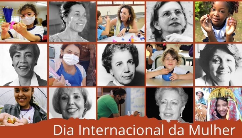 Dia internacional da Mulher - quadro com fotografia de diversas mulheres