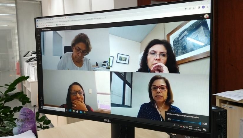 Foto da tela da reunião virtual entre a SME e Entidades Sindicais