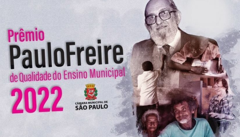 banner de divulgação do Premio Paulo Freire - Qualidade no Ensino Municipal 2022