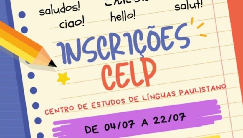 Cartaz informativo de inscrição no CELP