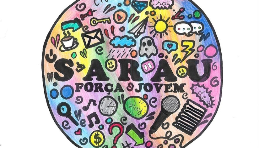 Logotipo do Sarau Força Jovem, criado pelos alunos para representar os saraus EMEF Professor Laerte