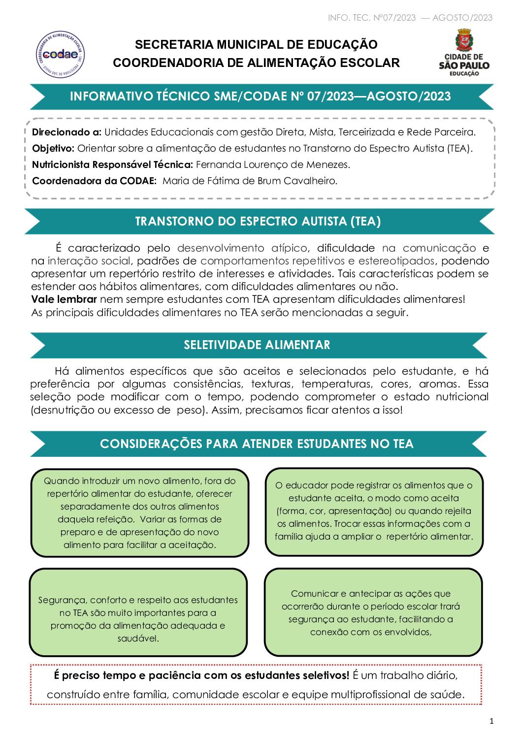 Atendimento a estudantes com restrições alimentares