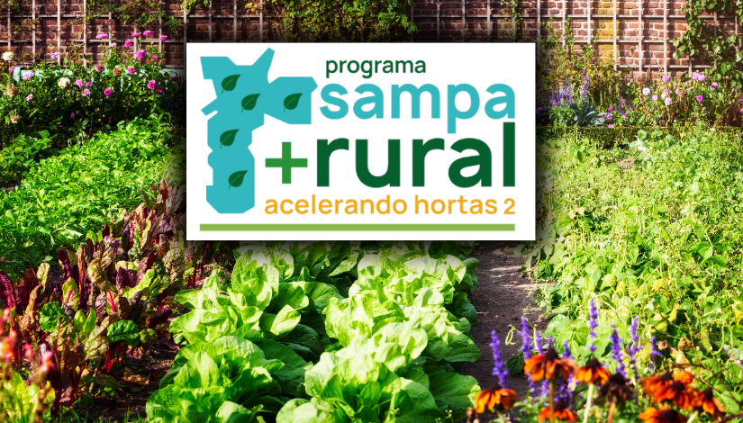 Fotografia de horta com a logomarca Sampa Mais Rural