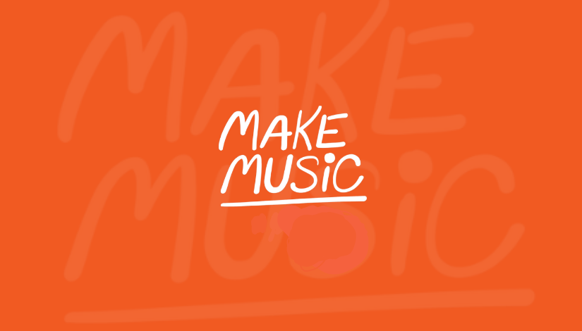 quadrante na cor laranja com o texto Make Music
