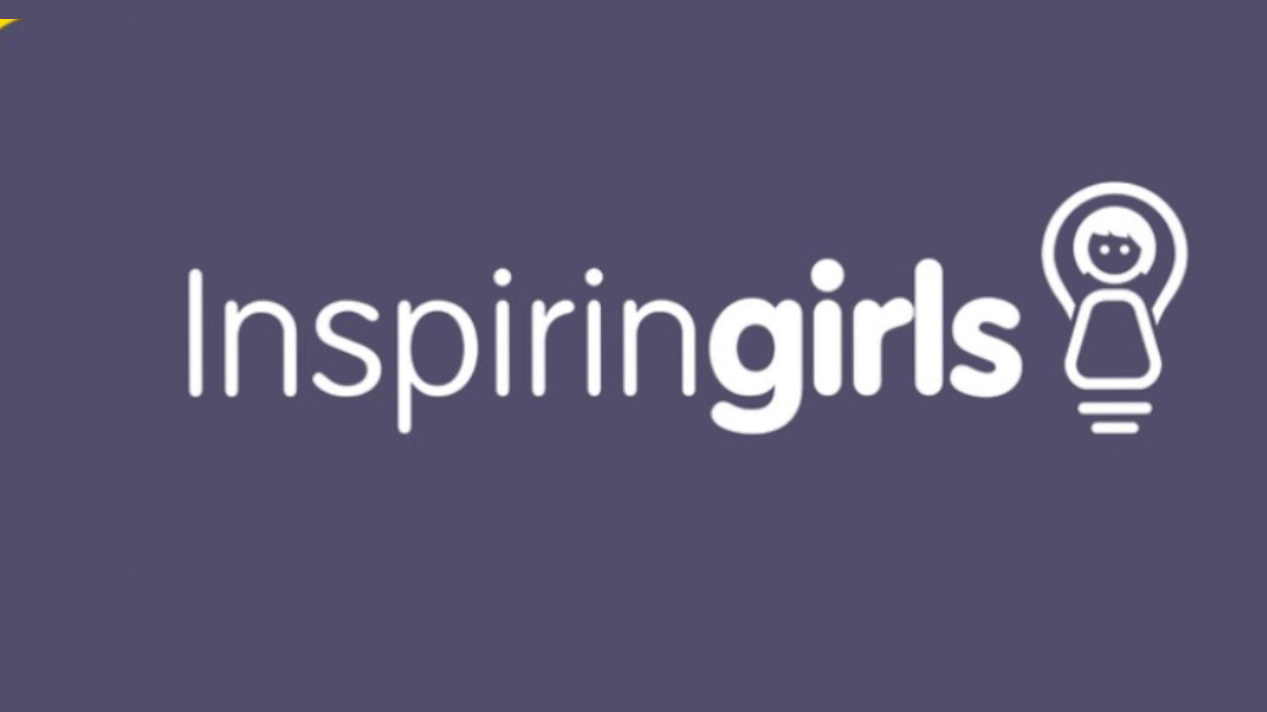 Banner Inspiring Girl escrito em branco com fundo azul e um logo de menina