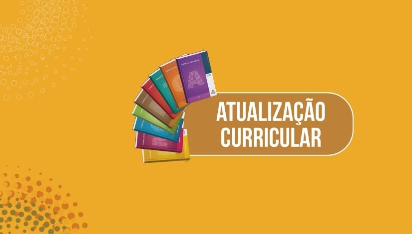 Imagem com o fundo amarelo, vários livros dispostos em formato de leque e o texto 