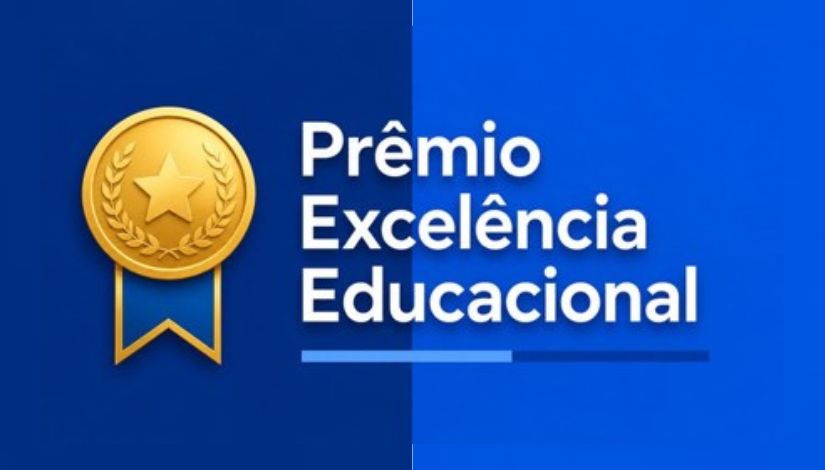 imagem em dois tons de azul com a inscrição Prêmio Excelência